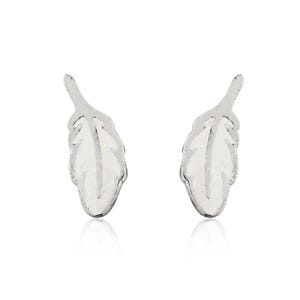 White sparkly enamel feather earrings