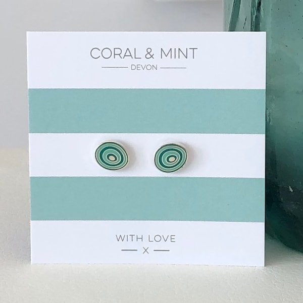 Mint Swirl Enamel Stud Earrings