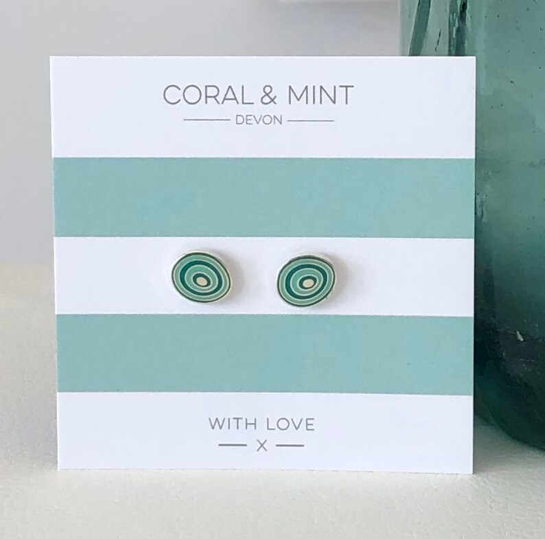 Mint Swirl Enamel Stud Earrings image 1