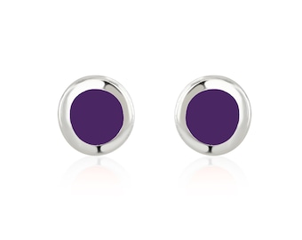 Mini Purple Enamel Stud Earrings