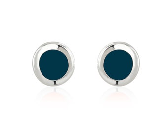 Petrol Blue Enamel Stud Earrings