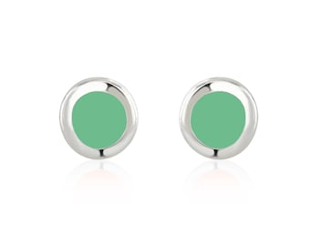 Neon Pastel Green Enamel Stud Earrings