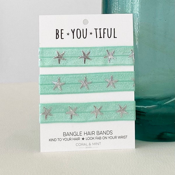 Be-you-tiful Bangle Hairband - Mint with Silver Starfish