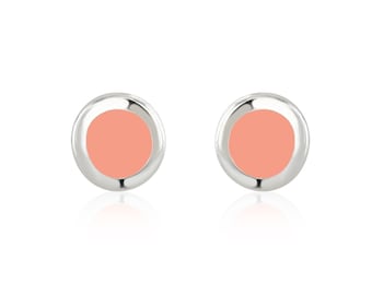 Neon Pastel Pink Enamel Stud Earrings