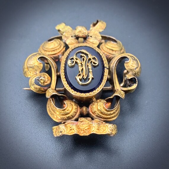 Antique French 18K & Jet Brooch - image 3