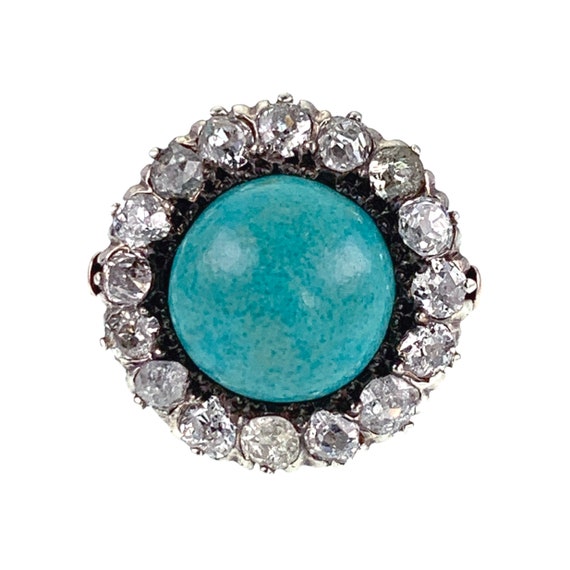 SOLD Antique Victorian 14K, Diamond & Turquoise Ri