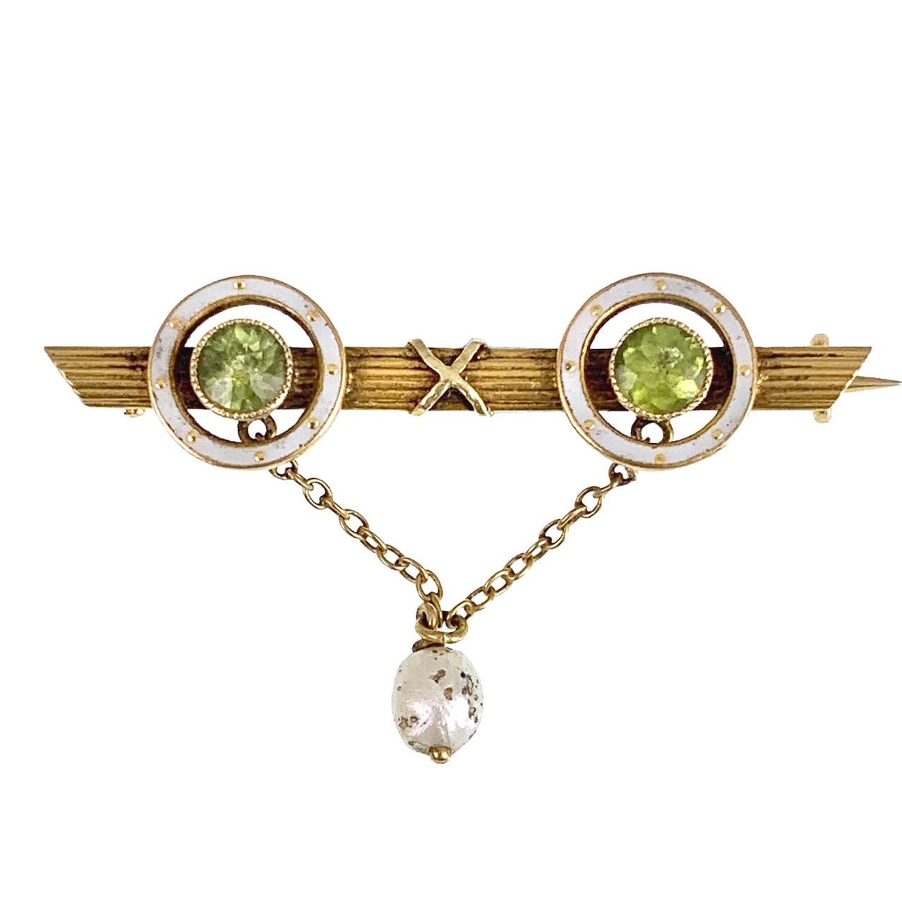 アンティーク 18K、ペリドット、パール、エナメル ブローチ - Etsy 日本