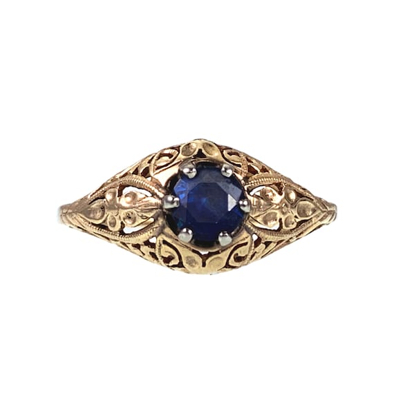 Art Deco 14K Sapphire Ring - image 1