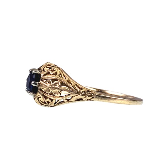 Art Deco 14K Sapphire Ring - image 3
