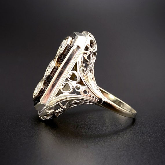 SOLD-Quintessential Art Deco 14K, Onyx & Diamond … - image 3