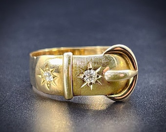 Antique 18K & Diamond Buckle Ring