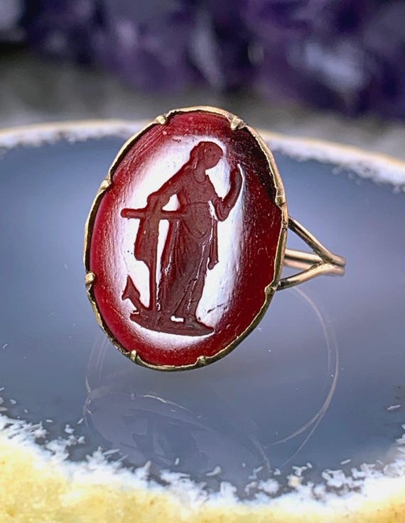Antique Carnelian Intaglio Conversion Ring - image 1