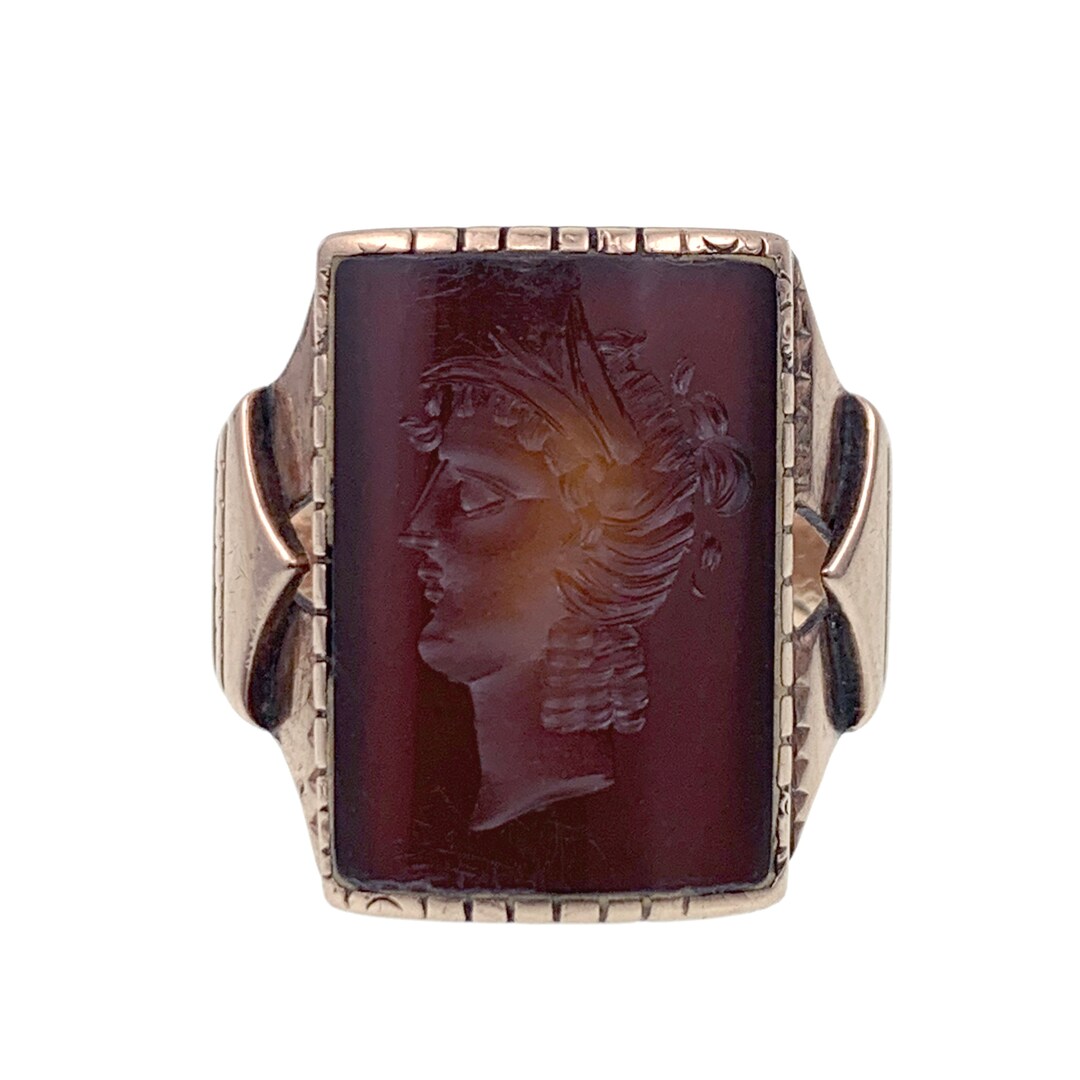 Antique Victorian 14K & Carved Carnelian Intaglio Cameo Ring - Etsy