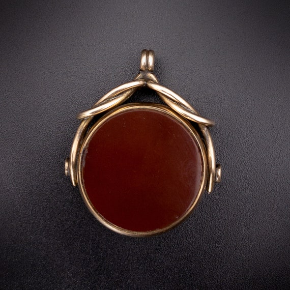 English Antique 9K, Bloodstone & Carnelian Spinne… - image 2