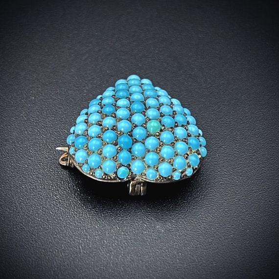 Antique Sterling Silver & Persian Turquoise Heart… - image 5