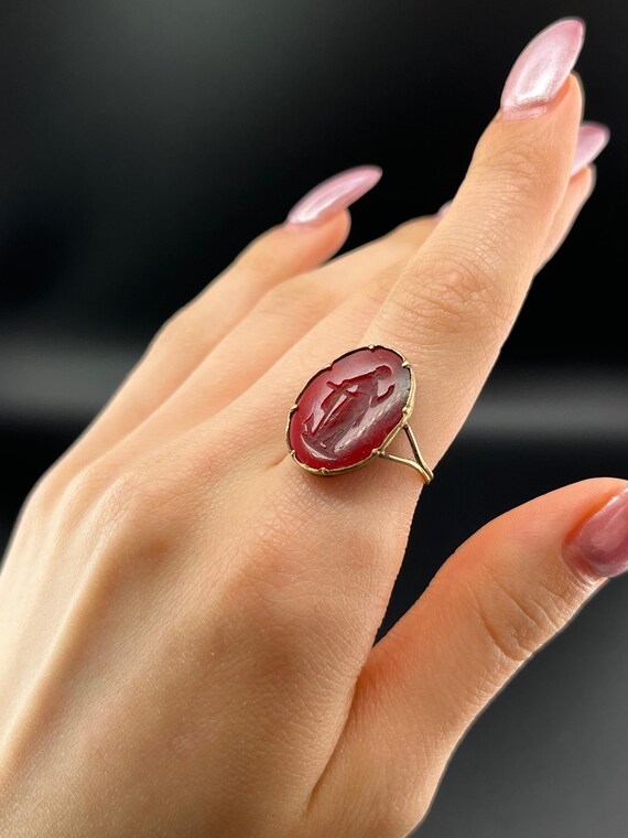 Antique Carnelian Intaglio Conversion Ring - image 2