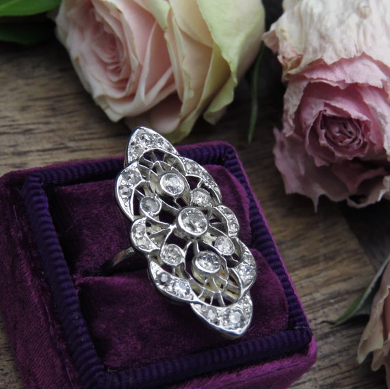 Antique Late Edwardian Transitional Platinum, 14K… - image 2