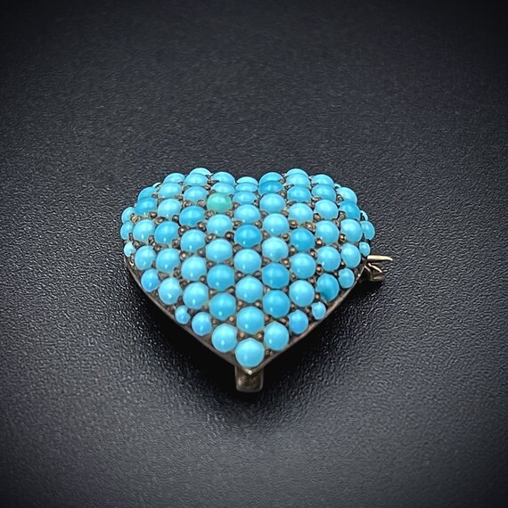 Antique Sterling Silver & Persian Turquoise Heart… - image 4