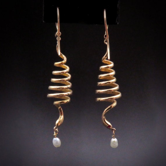 Fun 14K Gold Coiled Snake Earrings