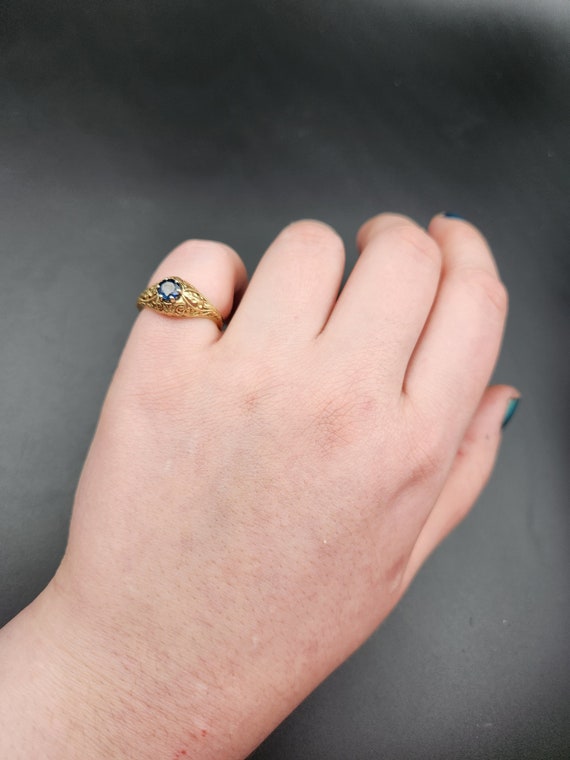 Art Deco 14K Sapphire Ring - image 6