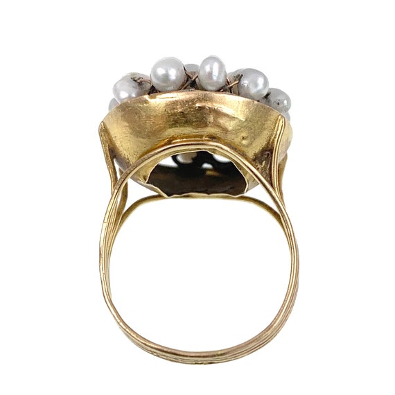 Antique French 18K & Natural Seed Pearl Cluster R… - image 4