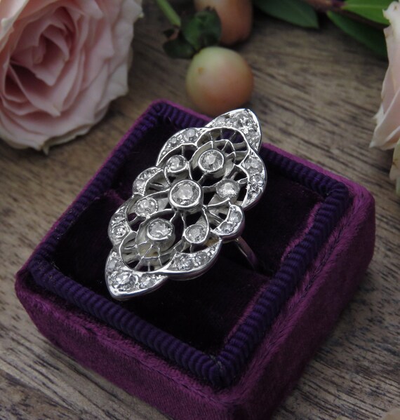 Antique Late Edwardian Transitional Platinum, 14K… - image 3