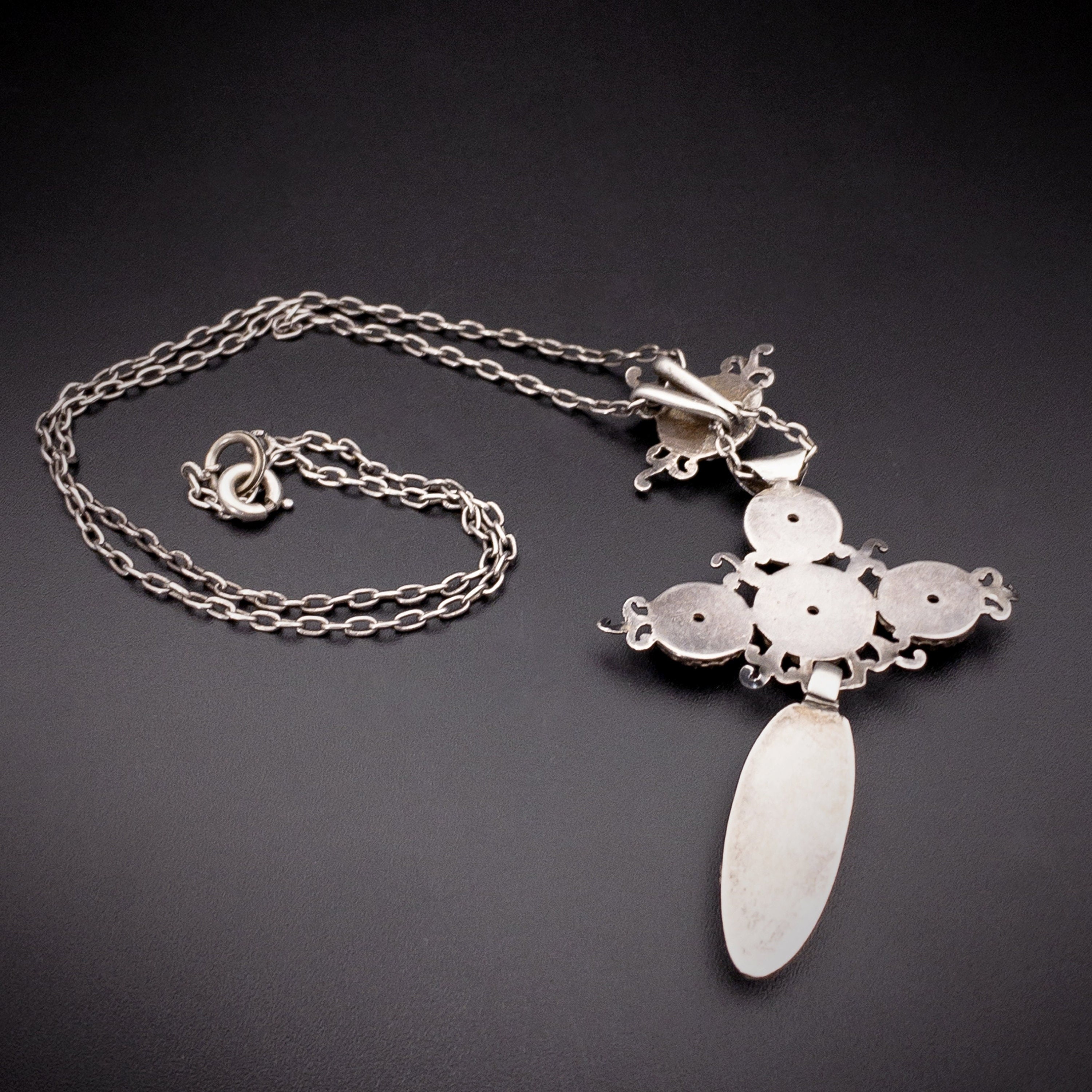 Antique Silver Cross Pendant & Chain - Etsy