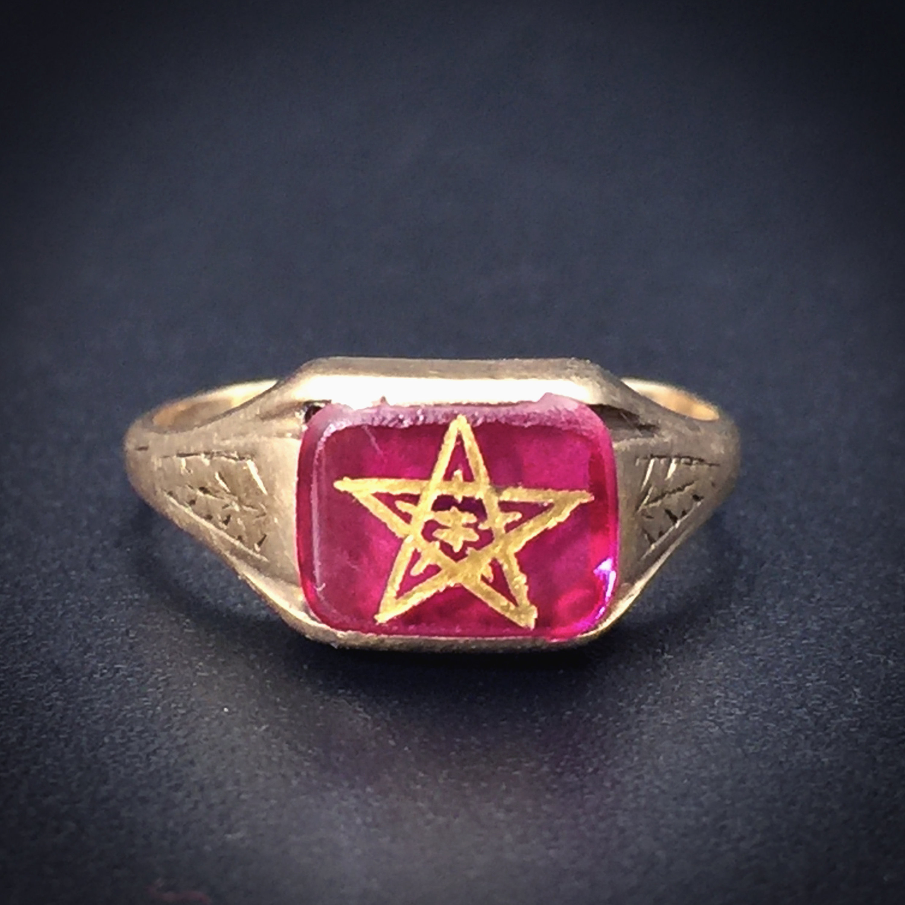 Antique 10K & Ruby Eastern Star Ring - Etsy