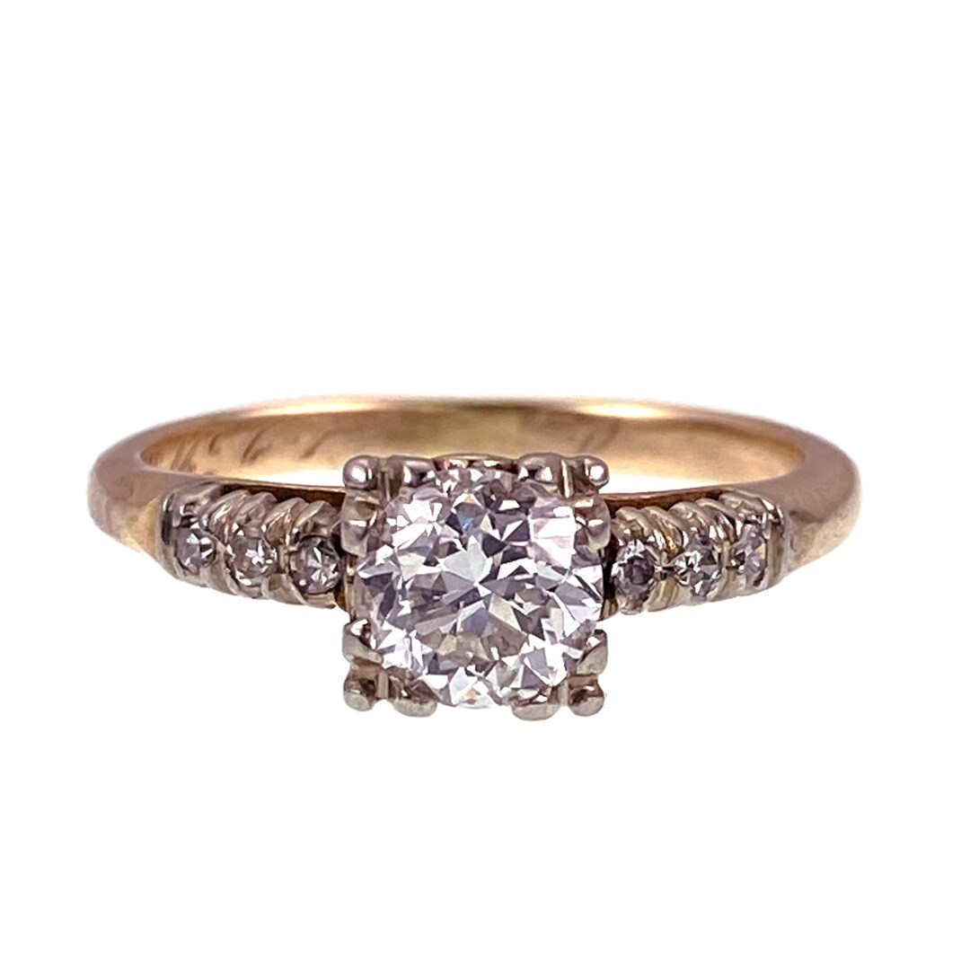 Vintage 14K & Diamond Engagement Ring Etsy