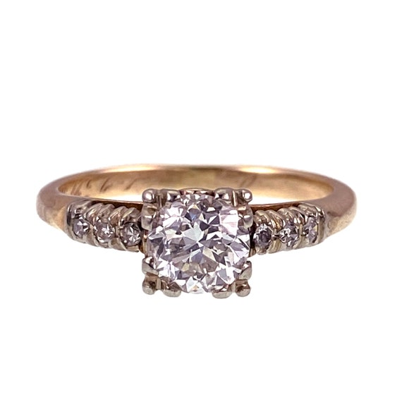 Vintage 14K & Diamond Engagement Ring Etsy