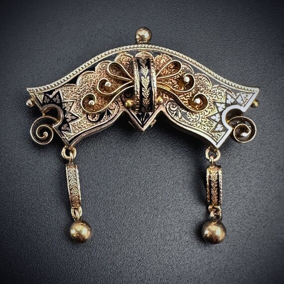 Antique Victorian 14K & Enamel Brooch