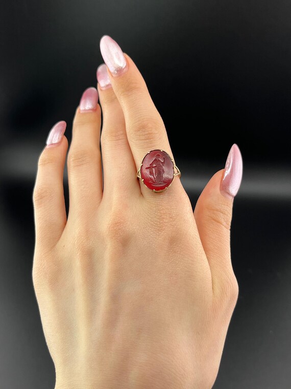 Antique Carnelian Intaglio Conversion Ring - image 6