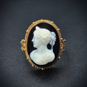 Antique 14K & Carved Hardstone Cameo Conversion Ring