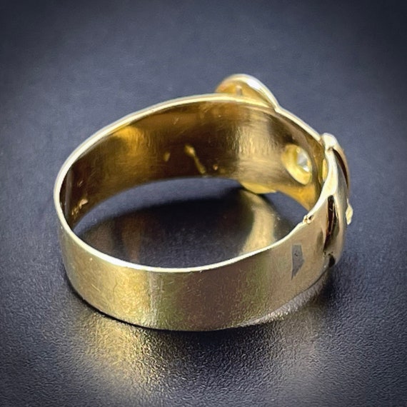 Antique 18K & Diamond Buckle Ring - image 4