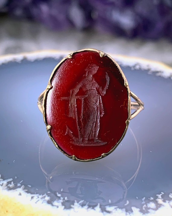 Antique Carnelian Intaglio Conversion Ring - image 3