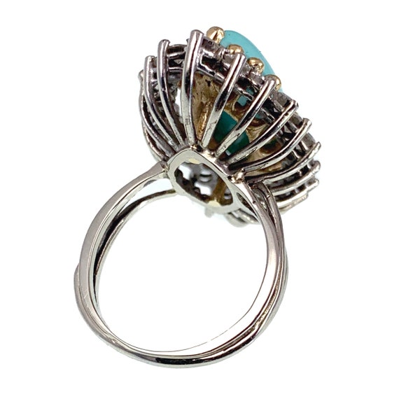 Vintage 14K, Diamond & Turquoise Cocktail Ring - image 4