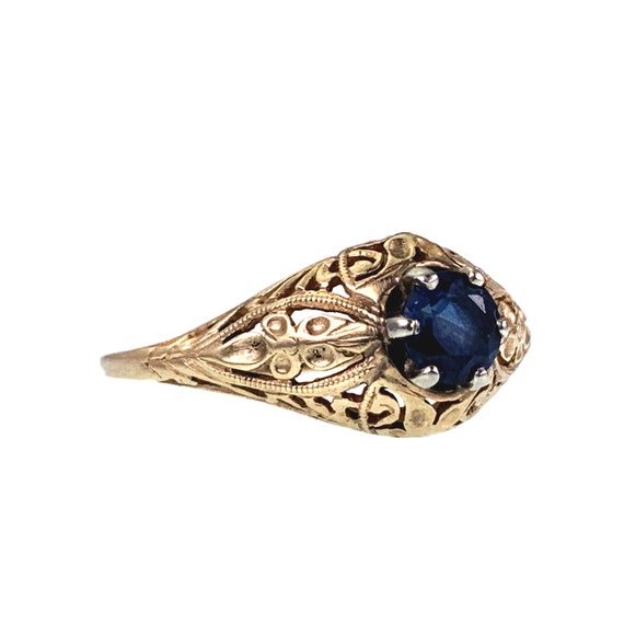 Art Deco 14K Sapphire Ring - image 2