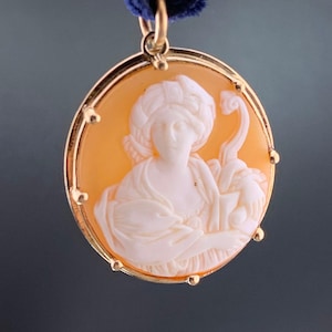 Antique 18K & Shell Cameo Conversion Pendant