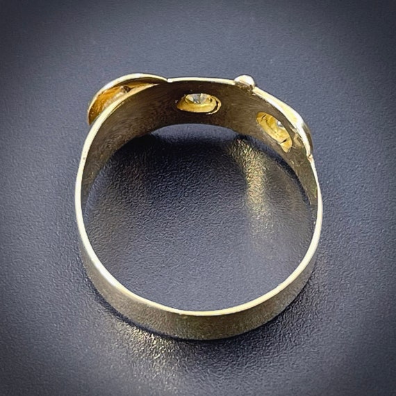 Antique 18K & Diamond Buckle Ring - image 5