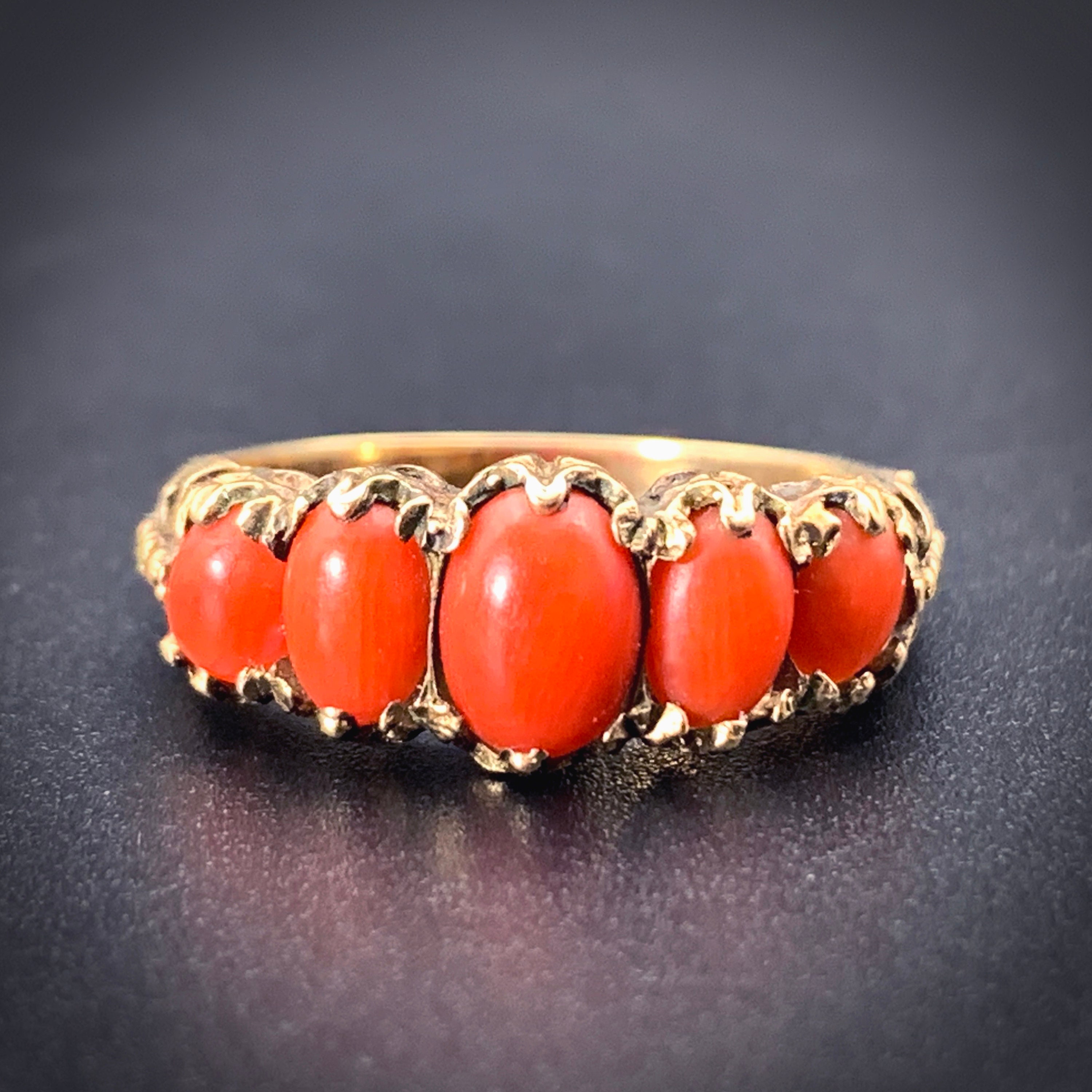 Antique 15K Coral Ring Etsy