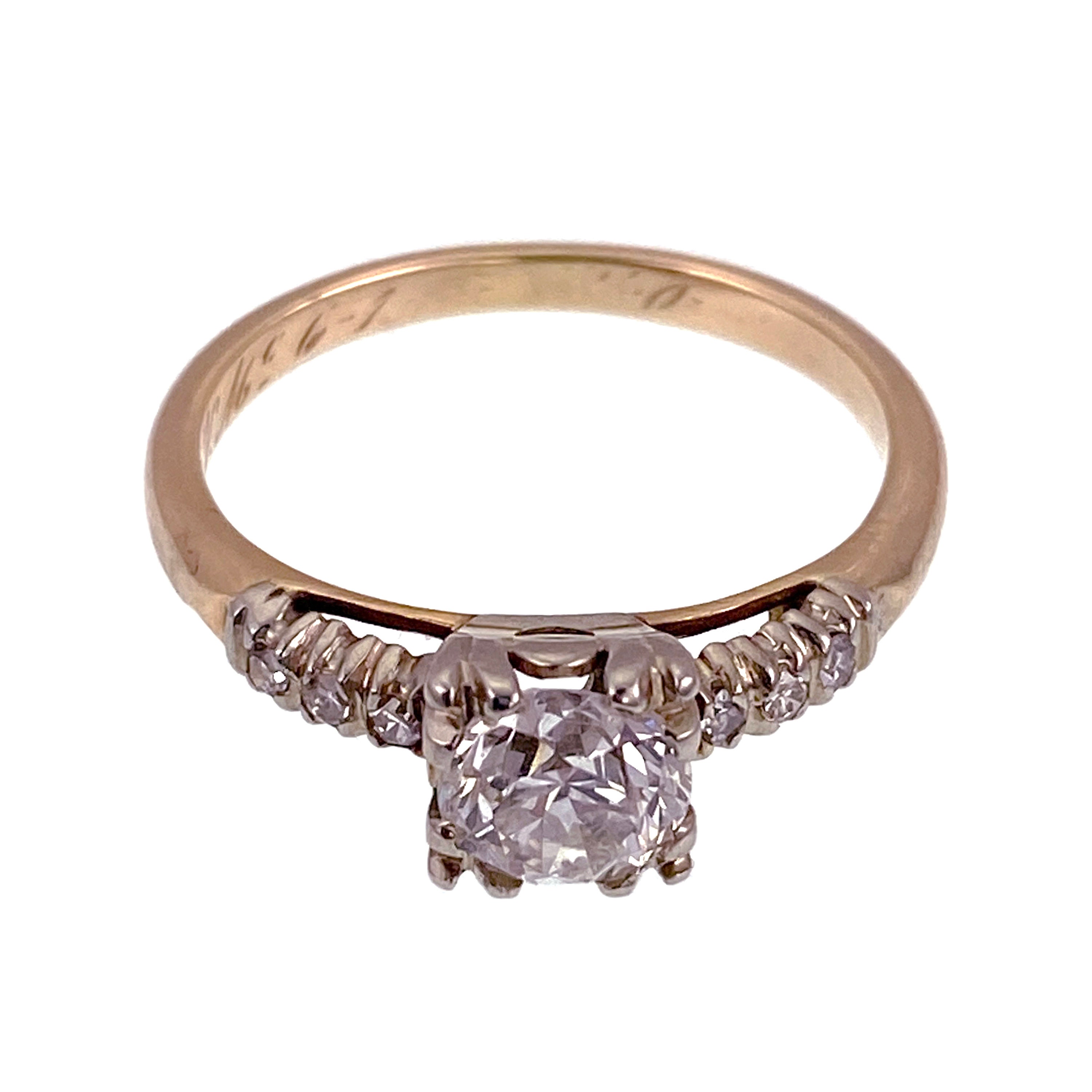Vintage 14K & Diamond Engagement Ring - Etsy