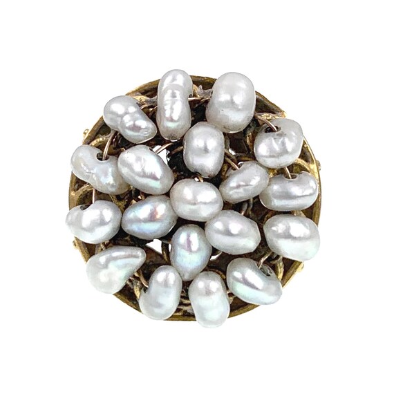 Antique French 18K & Natural Seed Pearl Cluster R… - image 2