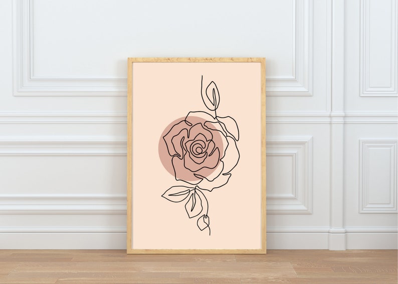 Rose Line Art, Printable Rose Art, Rose Line Drawing, Printable Home ...
