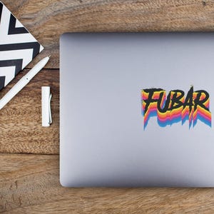 FUBAR Color Stacked Decal | Retro FUBAR Rainbow Wave Sticker | Available in multiple sizes | Military Life