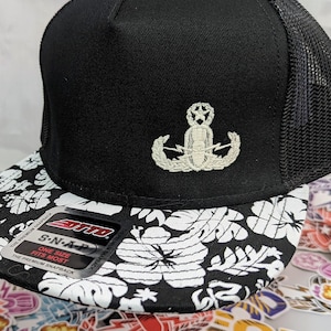EOD バッジ ハワイアン フラットブリム ハット | HDS バッジ ハワイアン ハット | 刺繍デザイン | 豊富なカラー!