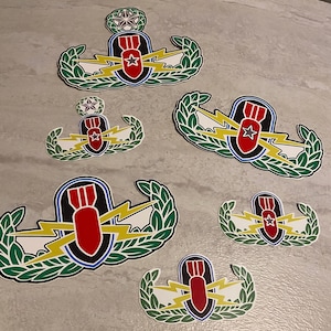Calcomanías de insignia EOD de color tradicional de tamaño extra grande / Insignia maestra / Insignia senior / Insignia básica / Insignia HDS / Opciones de tamaño múltiple