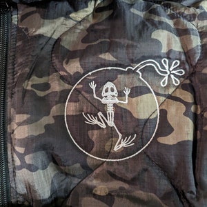 Embroidered Woodland Camo Print Woobie Hoodie | EOD Badge | Unit Emblem | Military Sweatshirt | Customizable image 5