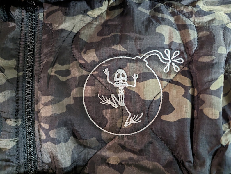 Embroidered Woodland Camo Print Woobie Hoodie | EOD Badge | Unit Emblem | Military Sweatshirt | Customizable image 5