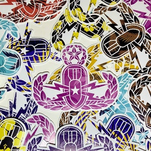 Hawaiian Floral Printed EOD Badge Stickers | Master Badge | Senior Badge | Basic Badge | HDS Badge | Multiple Size Options