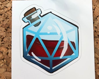 D20 Health Potion Waterproof Vinyl Sticker |Dungeons and Dragons